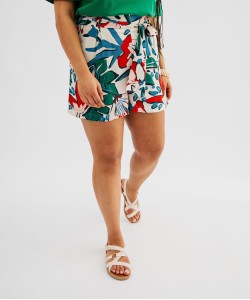 Short fluide à motifs fleuris femme grande taille